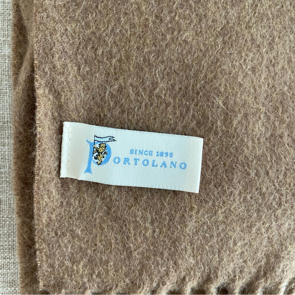 Luxury PORTOLANO CAMEL Tan 100% CASHMERE SCARF 12 X 58  PLUS FRINGE PRISTINE